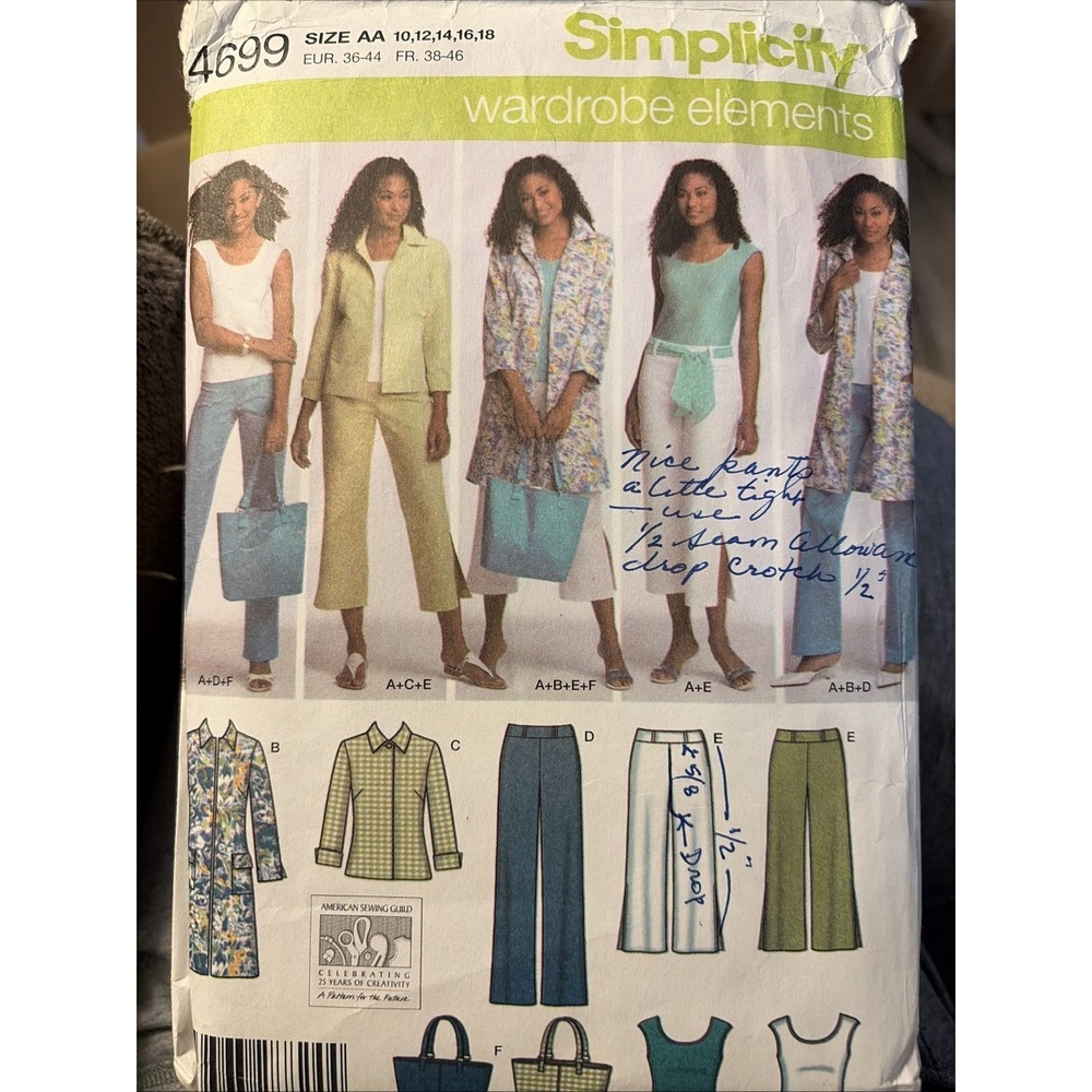Simplicity Sewing Pattern 4699 Wardrobe Elements Cut To A Size 18 Complete